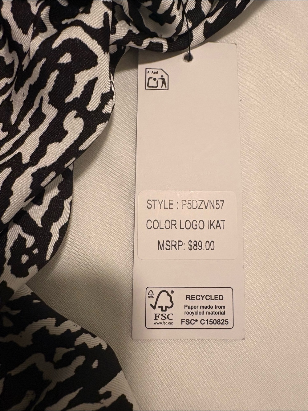 DKNY Black and White Abstract Print Wide Leg Pants Size L - New - Picture 7 of 8